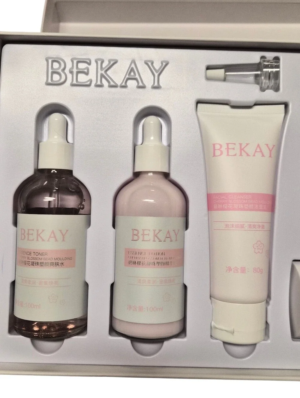 BEKAY Cherry Blossom Bead Sculpture 8-Piece Collagen Skincare Set New